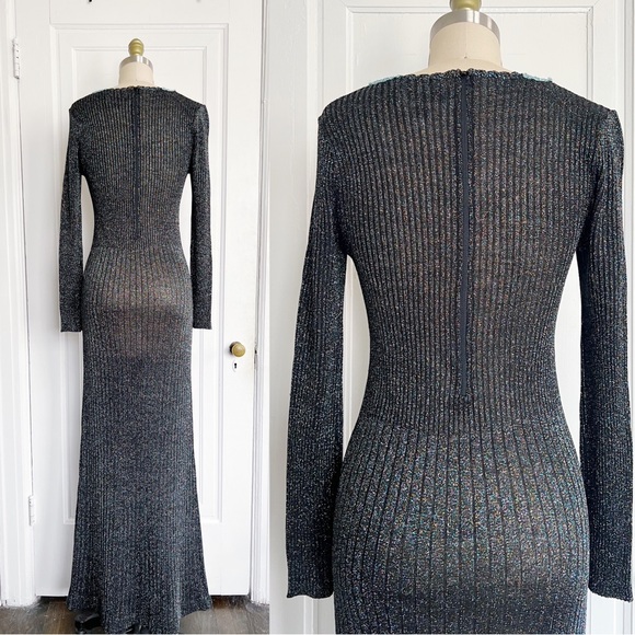 vintage • 1970s Wenjilli lurex maxi dress gown ribbed knit metallic sparkle 70s - Picture 11 of 11